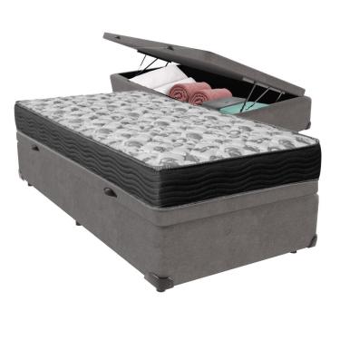 Imagem de Cama Ortobom D33 Solteiro Com Box Baú Bege Iso100 Cinza