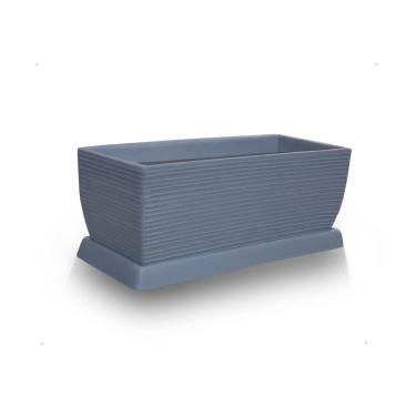 Imagem de Vaso Jardineira + Prato Polietileno 60X25 Cinza Escuro