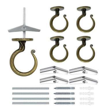 Imagem de Gancho de teto resistente para várias superfícies - suporta 18 kg, versátil para madeira, concreto e drywall, fácil instalação (4, latão antigo)