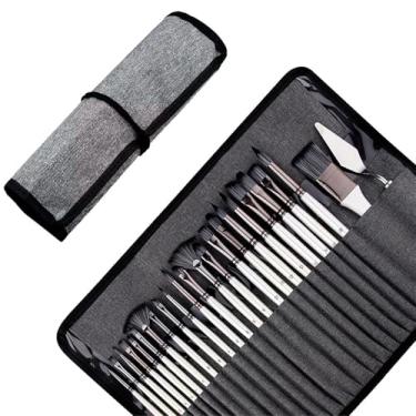Imagem de Conjunto de pincéis de acrílico com bolsa de lona, pincéis de pintura premium para modelagem, arte, acrílico, aquarela, pintura a óleo e guache, pintura rupestre, detalhes em miniatura, arte de unhas