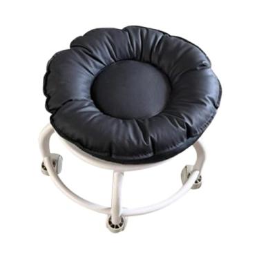 Imagem de ＫＬＫＣＭＳ Assento baixo com rodízios, polia, banco baixo, multiuso, resistente, cadeira giratória para crianças, rodízios giratórios universais para sala de, Preto