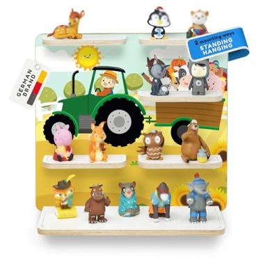 Imagem de stadtecken Prateleira de madeira para Toniebox – comporta até 40 tonies – Organizador de armazenamento de parede para quarto infantil – expansível e compatível com bonecos Toniebox (fazenda