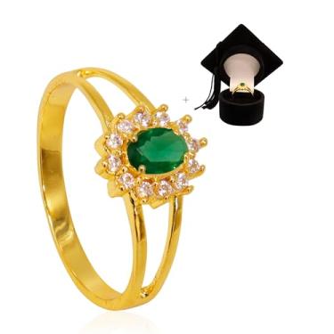 Imagem de Anel de Formatura Feminino De Moeda Antiga Banhado A Ouro Com Capelo - Enfermagem (15)