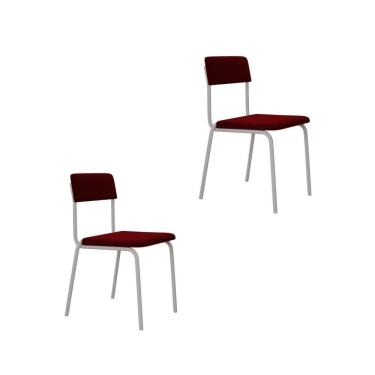 Imagem de Cadeira Fit Fixa C/4 Pes 475 X 505 X 810 Mm C/2 Un Pés Brancos. Vermelho Vin. Vermelho Vinho