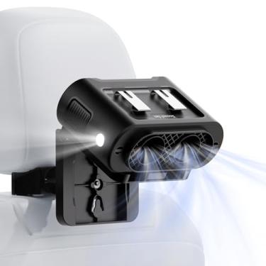 Imagem de Socool Ventilador de carro portátil de 14500 mAh bateria recarregável, clipe no encosto de cabeça do assento do carro 360 rotativo, ventiladores de banco traseiro de 5 velocidades para resfriamento