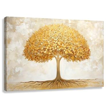 Imagem de Árvore da Vida Arte de Parede Harmonia Dourada Impressão em Tela Imagens Espirituais Decoração Pintura para Sala de Estar 60x40cmx1
