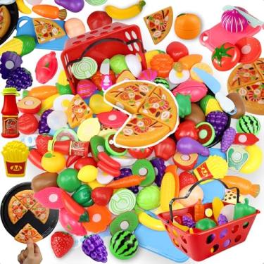 Imagem de Kit Infantil Educativo De Brinquedo 35 Peças Com Frutas Legumes Pizza Para Cortar Cestinha Bandeja Facas E Tábua Estímulo Sensorial Coordenação Motora Criatividade E Imaginação Para Crianças