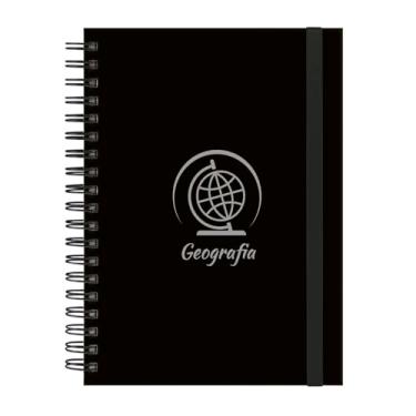 Imagem de Caderno Colegial Plus 12 Matérias Profissões Geografia (Preto e Prata)