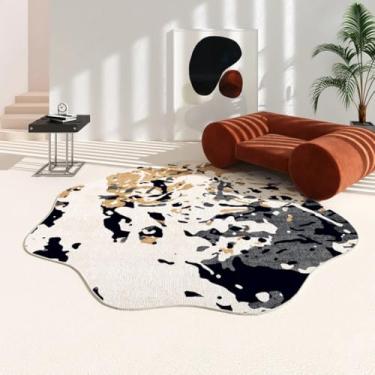 Imagem de Tapetes irregulares para sala de estar, tapete lavável moderno e minimalista para decoração de quarto, redondo e grosso (200x200 cm/g)