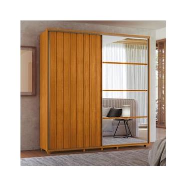 Imagem de Guarda-Roupa Casal Madetec Monet Com Espelhos 2 Portas Correr Ripado Amortecimento Cabideiro Extensível 4 Gavetas