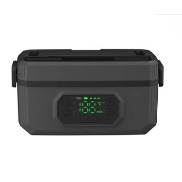 Imagem de Lancheira elétrica portátil com aquecimento automático com bateria USB, aquecedor de alimentos recarregável para trabalho, piquenique, acampamento, carro, exterior preto (1,6 L)