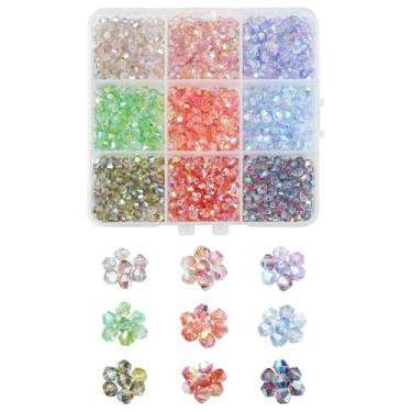 Imagem de UR URLIFEHALL 1080 peças 9 cores contas de vidro bicone galvanizadas transparentes facetadas espaçadoras para pulseira faça você mesmo, colar, artesanato, fabricação de joias