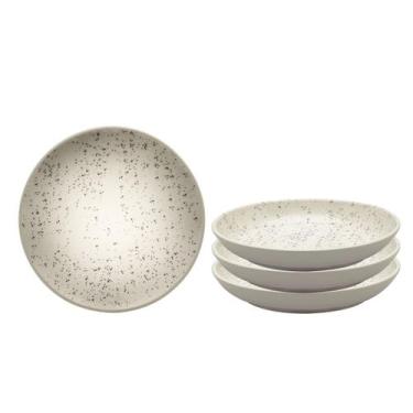 Imagem de Kit Jogo 4 Pratos Fundos Oxford Flat Chuvisco  20,5 cm em Cerâmica Dec