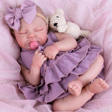 Imagem de Boneca Reborn Baby Doll Aori Lifelike Realistic 50 cm com kit de alime