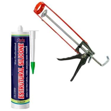 Imagem de Kit Silicone Estrutural Branco 400G Sbrix Com Aplicador 