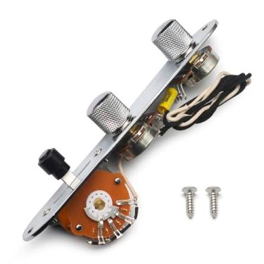 Imagem de SAPHUE Placa de controle carregada para guitarra elétrica, placa de controle de 3 vias pré-cabeada com controle de volume de tom de chicote de fiação para guitarra Tele/Telecaster
