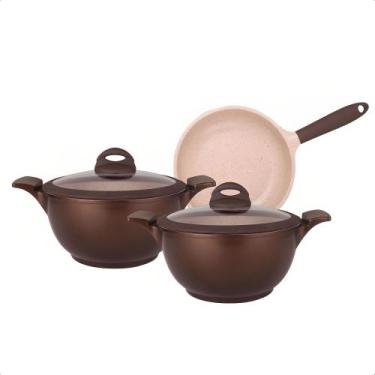 Imagem de Conjunto de Panelas 3 Peças Belga Antiaderente Cerâmic-Flon Tampa em V