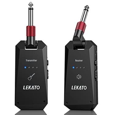 Imagem de LEKATO Sistema de guitarra sem fio 5,8 G atualizado recarregável sem fio transmissor receptor, super longa vida útil da bateria de 8 horas, sistema sem fio de guitarra de 4 canais para baixo elétrico