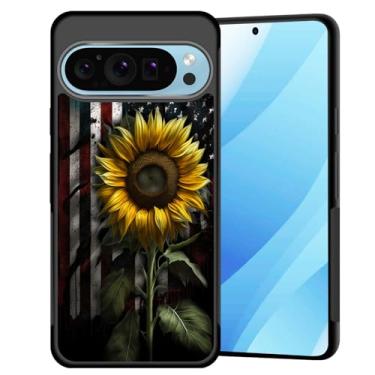 Imagem de BFUKVOU Capa para Pixel 10 Pro XL, capa rígida de policarbonato + TPU macio, antiderrapante, ultrafina, à prova de choque, para Google Pixel 10 Pro XL 6,8 polegadas 2025, bandeira americana girassol