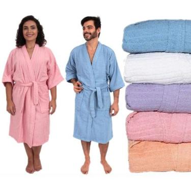 Imagem de Roupão de Banho Atoalhado Luxo 100 Algodão M , G e GG Feminino e Mascu