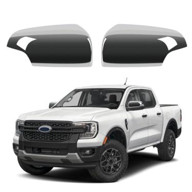 Imagem de 1 par de tampas de capa de espelho lateral de substituição direta para Ford Ranger 2019-2025, substitui diretamente o estilo, não o estilo adesivo (cromado)