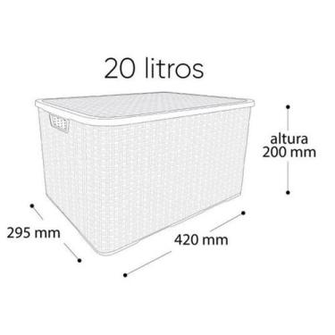 Imagem de Kit 8 Caixas Organizadoras Rattan PRETA 20 Litros Arqplast