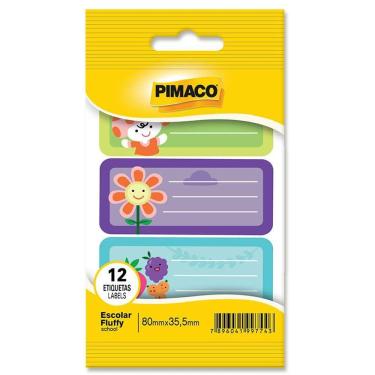 Imagem de Etiqueta escolar fluffy c/ 12 unidades Pimaco