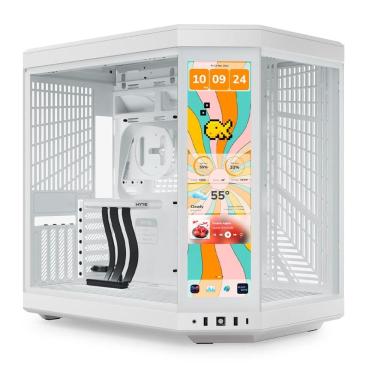 Imagem de Gabinete Gamer Aquário Hyte Y70 Touch Infinite Snow - Tela Touch 15 - Cabo Riser - E-ATX