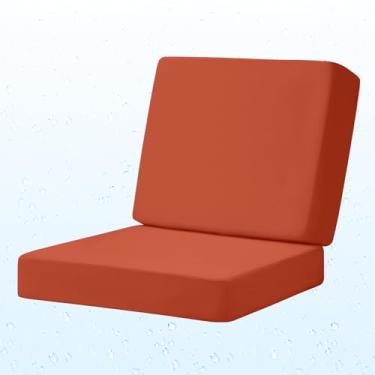 Imagem de Iheqard Conjunto de almofada de assento profundo para ambientes externos, 61 x 61 cm, à prova d'água e resistente ao desbotamento, encosto com laços para pátio, jardim, quintal e varanda (tempero, 56