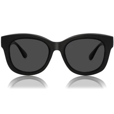 Imagem de JiSoo Óculos de leitura de grandes dimensões para mulheres e homens, leitores elegantes de design com moldura grande, S-preto (óculos de sol de leitura), 2.25