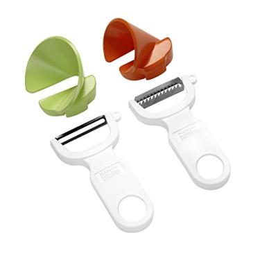 Imagem de Kuhn Rikon Conjunto de descascadores suíços e Julienne Click-n-Curl Spiralizer, branco/laranja/verde