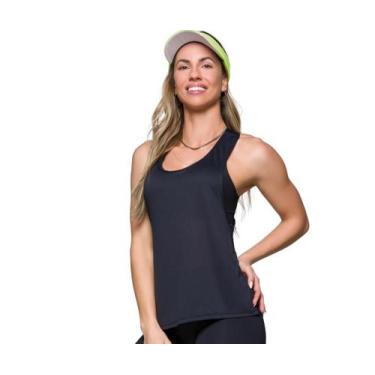 Imagem de Camiseta Regata Super Cavada Feminina Dry Fit Fitness Selene, M, Preto