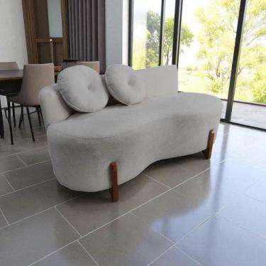 Imagem de Namoradeira Sofá Feijão Lounge Orgânica Bouclé Cinza Claro - Mazzero D