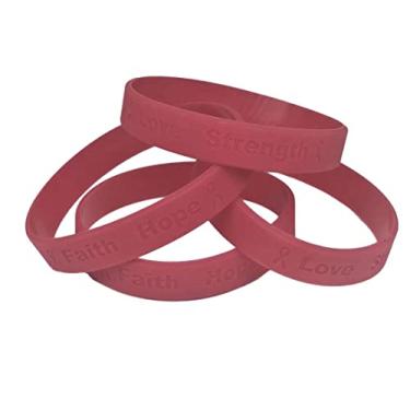 Imagem de Jeirles Wholesale 25 pulseiras bordô Love Strength Faith Hope 100% silicone de grau médico - sem látex e toxinas mostre seu apoio, One Size, Borracha, Sem Pedra Preciosa