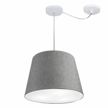 Imagem de Lustre Pendente Cone Com Desvio De Centro Vivare Md-4276 Cúpula Em Tecido 30x40cm - Bivolt Rustico-cinza 127/220v