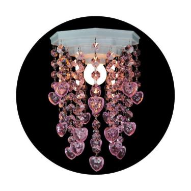 Imagem de Lustre Infantil Moderno com Base e Pingentes Rosa