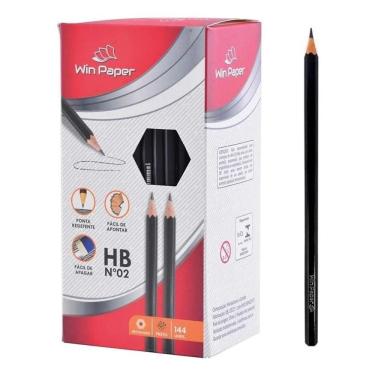 Imagem de 2X Lápis Preto Hb Caixa Com 144 Unidades Sextavado Win Paper
