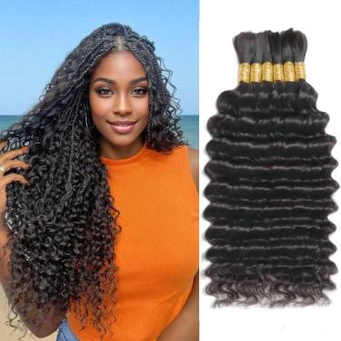 Imagem de Cabelo trançado humano Popway Deep Wave 150g 6 pacotes de 50 cm