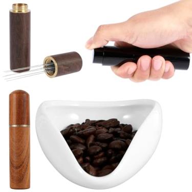 Imagem de Conjunto de copo dosador de grãos de café e frasco de spray de 8 ml, kit de bandeja de recipiente dosador de cerâmica com 6 agulhas ferramentas de distribuição de café expresso, acessórios de barra de