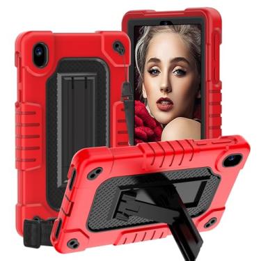 Imagem de Hoibon Capa para tablet à prova de choque para Walmart Onn 7 (modelo 2024 100135924) capa robusta para crianças com alça de ombro para Walmart Onn 7 4ª geração 2024 (vermelhopreto)