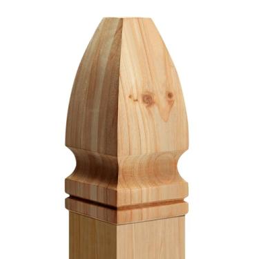 Imagem de Geetery 1 conjunto de acabamento de poste de cama de madeira de 7 x 7 x 18 cm com parafuso, tampa de vedação gótica/abacaxi, acabamento de cedro, cobertura de caixa de correio de madeira para cercas e