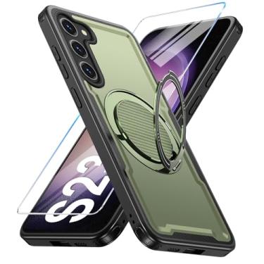 Imagem de Yimer Capa para Samsung Galaxy S23 compatível com Mag-Safe, suporte de anel giratório 360, capa com suporte magnético, capa de telefone à prova de choque de grau militar, com protetor de tela, TPU e