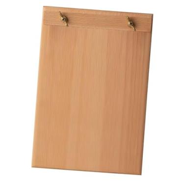 Imagem de oshhni Suporte de placa de madeira, expositor de cartão de mesa, suporte de menu de madeira destacável, moldura de exibição de folhetos para escritórios, Marrom