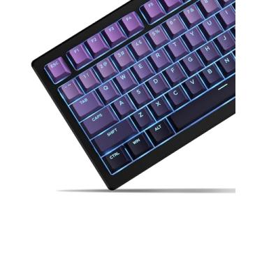 Imagem de x Teclas XVX Shine Through PBT, teclas personalizadas 60 75 perfil 100% cereja, conjunto de teclas Doubleshot para teclado mecânico de jogos 61/64/68/84/87/100/104/108, roxo gradiente