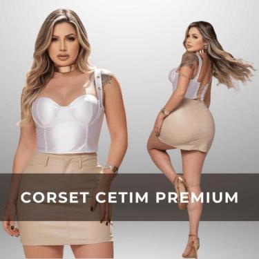 Imagem de Corset Corselet Feminino Com Bojo Verão Cropped Regata Cetim Moda Sexy