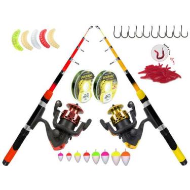 Imagem de Kit Para Pesca 2 Vara Telescópica 1,70m + 2 Molinete e Acessórios (Ref