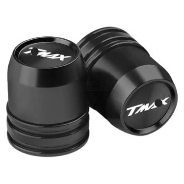 Imagem de Compatível com TMAX 530 560 500 TMax530 SX DX TECH MAX TMax560 Tmax500 tampas herméticas de válvula de pneu de roda de motocicleta T-max (preto)