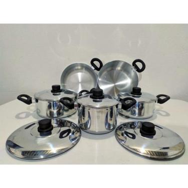 Imagem de Jogo Conjunto Panelas 5 Pçs Alumínio Grosso Brilho Espelhado