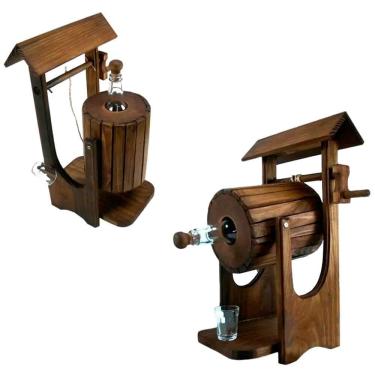 Imagem de Pingômetro Madeira Barril Cachaça 1,1l + Copo 55ml