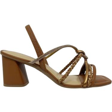 Imagem de Sandália Feminina Casual Dia a Dia Passeio Trabalho Tiras Trançadas Salto Grosso Conforto Dakota Y9761